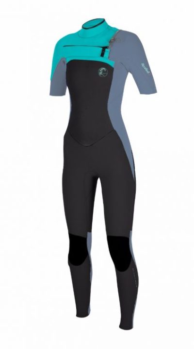 O'Neill WOMENS SUPERFREAK FUZE 2MM SHORT SLEEVE FULL WETSUIT - BLACK AQUA