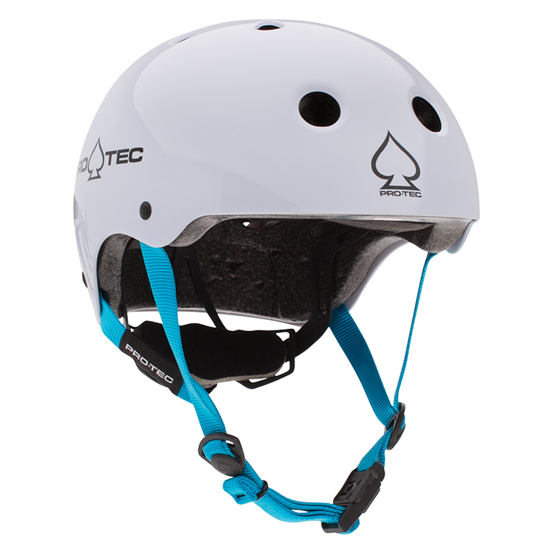 Protec Junior Classic Certified Gloss white Skateboard Helmet Vertigo