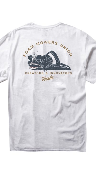 VisslaFoam Mowers SS Vintage PKT Tee-WHT